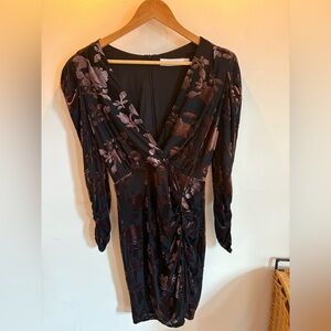 Astr Black and Brown Floral Long Sleeve Dress